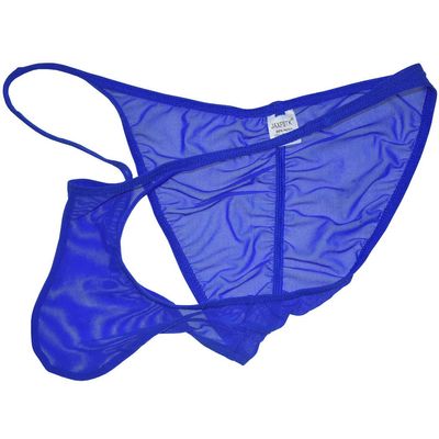 JAXFSTK Men Slinky Brazilain Bikini Briefs Underwear Ruched Back Sheer Cheeky Briefs Blue L