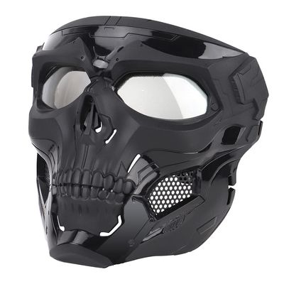 AOUTACC Airsoft Mask Skeleton Mask with Goggles Full Face Protective Adjustable Tactical Mask for Halloween Paintball Game Movie Props Party Cosplay Outdoor Activities(Black)