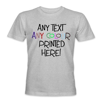 Kids Custom Made Personalized Printed Short Sleeve Premium T-Shirts Tees Top - Sport Grey - XL - Any Text Any Colour