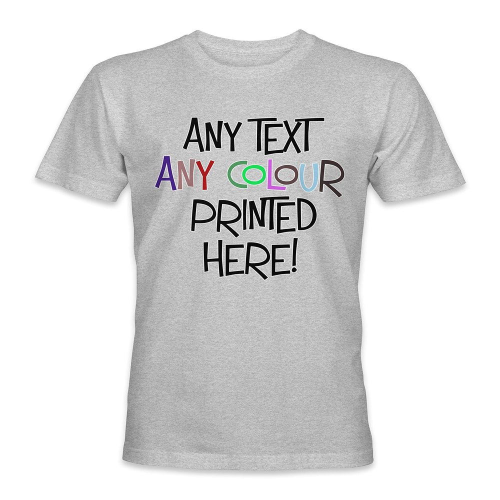 Kids Custom Made Personalized Printed Short Sleeve Premium T-Shirts Tees Top - Sport Grey - XL - Any Text Any Colour