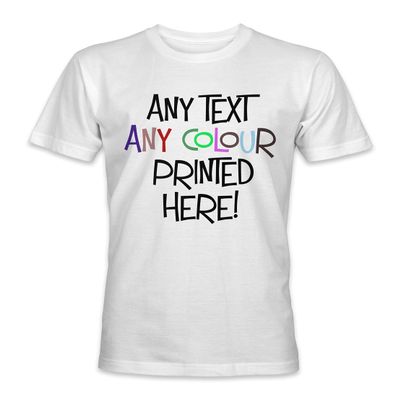 Kids Custom Made Personalized Printed Short Sleeve Premium T-Shirts Tees Top - White - M - Any Text Any Colour
