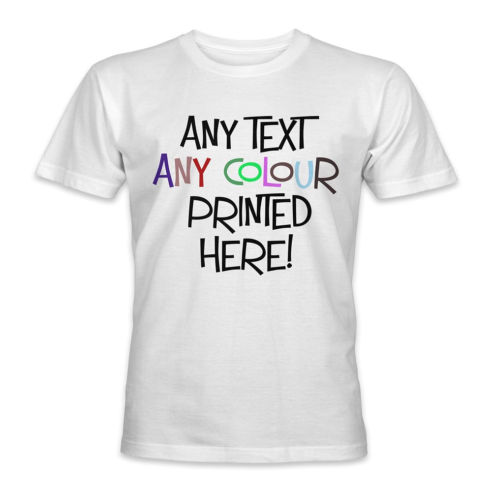 Kids Custom Made Personalized Printed Short Sleeve Premium T-Shirts Tees Top - White - M - Any Text Any Colour