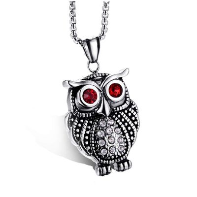 Blowin Classic Night Owl Animal Pendant Stainless Steel Necklace Protection Symbol Jewelry