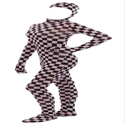 Gaoin Face Open Zentai Spandex Bodysuits (Large, Checks)