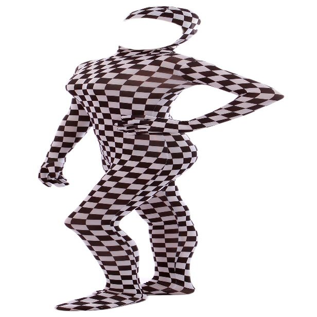 Gaoin Face Open Zentai Spandex Bodysuits (Large, Checks)