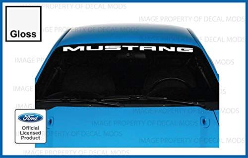 Decal Mods Front Windshield Banner Compatible with Ford Mustang (1999-2004) Decal Sticker Graphic V6 - M (White Gloss) - CW