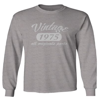 0267. Cool Funny 50th Birthday Gift Vintage Since 1975 Years Old Men's Long Sleeve t Shirt (Light Gray Medium)