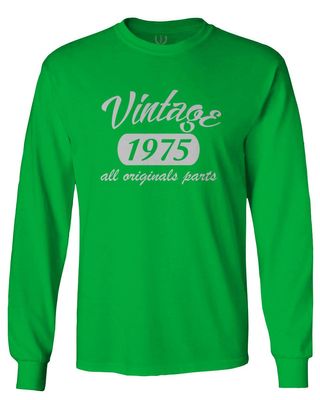 0267. Cool Funny 50th Birthday Gift Vintage Since 1975 Years Old Men's Long Sleeve t Shirt (Irish Green Medium)