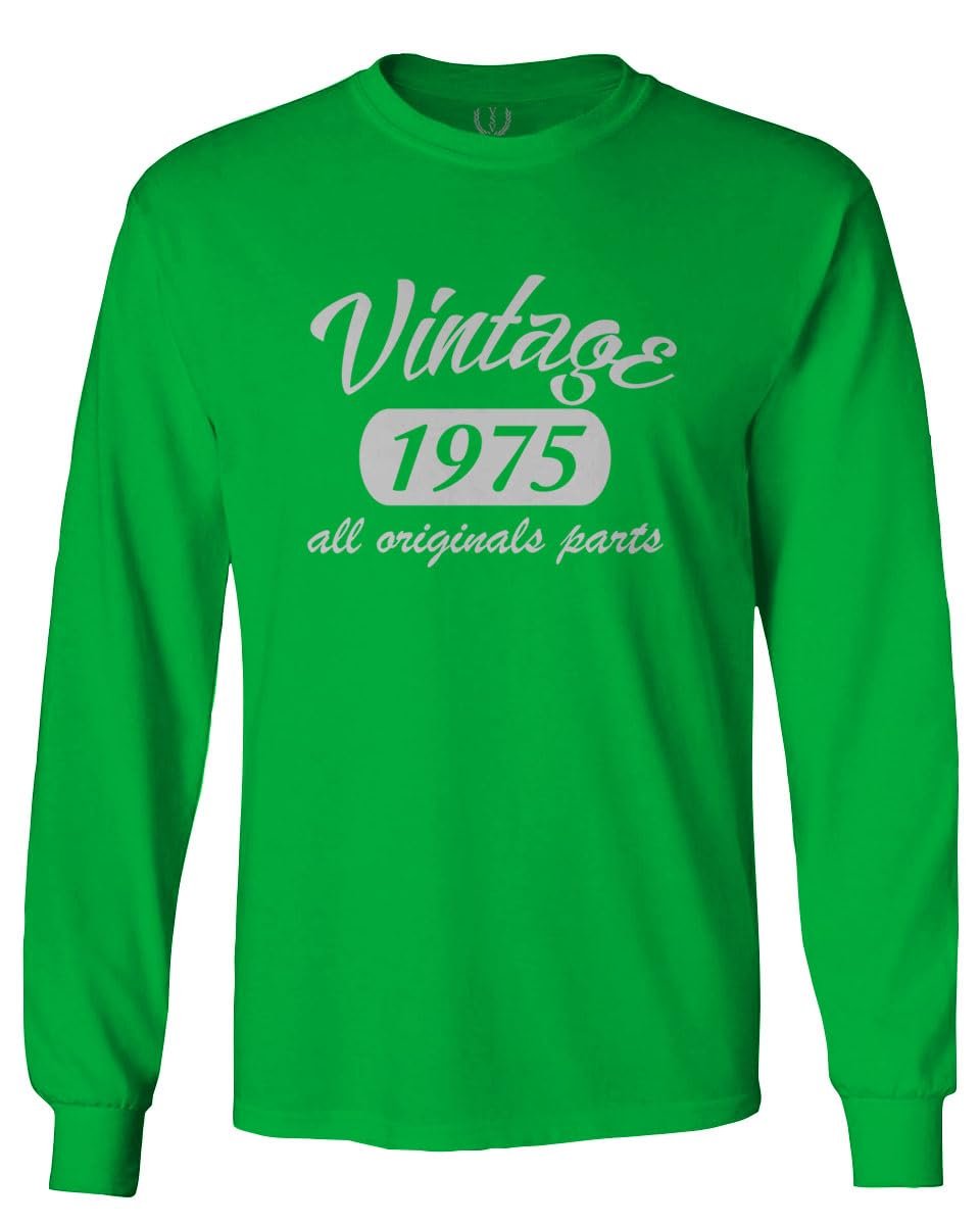 0267. Cool Funny 50th Birthday Gift Vintage Since 1975 Years Old Men's Long Sleeve t Shirt (Irish Green Medium)