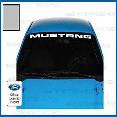 Decal Mods Front Windshield Banner Compatible with Ford Mustang (1999-2004) Decal Sticker Graphic V6 - M (Metallic Silver) - CMS