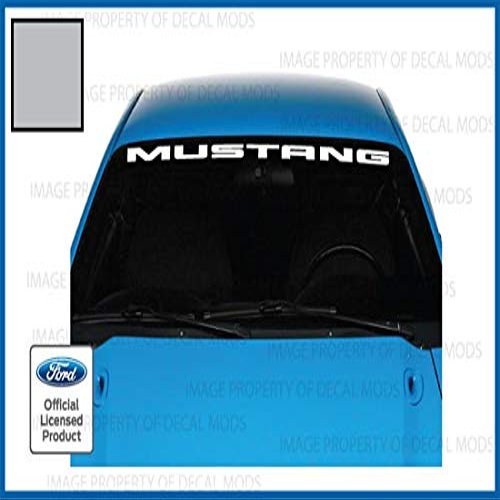 Decal Mods Front Windshield Banner Compatible with Ford Mustang (1999-2004) Decal Sticker Graphic V6 - M (Metallic Silver) - CMS