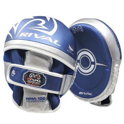 RIVAL Boxing RPM100 Professional Punch Mitts - Pre-Curved Ergonomic Design, Angled Hook and Loop Wrist Strap, and Soft Inner Lining