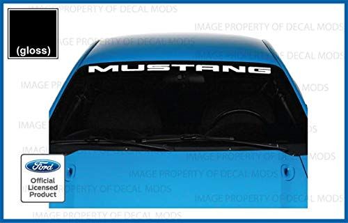 Decal Mods Front Windshield Banner Compatible with Ford Mustang (1999-2004) Decal Sticker Graphic V6 - M (Black Gloss) - CB
