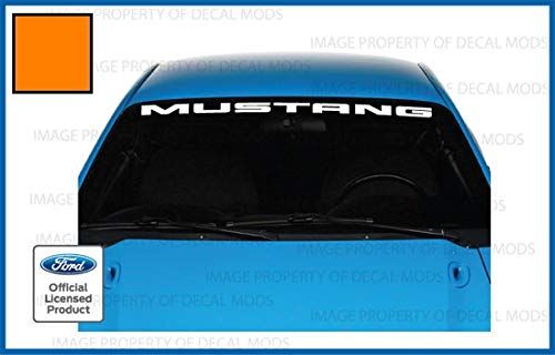 Decal Mods Front Windshield Banner Compatible with Ford Mustang (1999-2004) Decal Sticker Graphic V6 - M (Orange) - CO