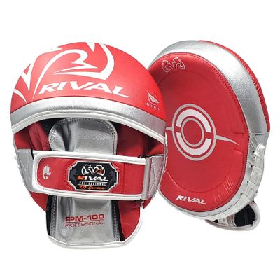 RIVAL Boxing RPM100 Professional Punch Mitts - Pre-Curved Ergonomic Design, Angled Hook and Loop Wrist Strap, and Soft Inner Lining