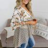 Women Boho Floral Kimono Cardigans 3/4 Sleeve Flowy Belt Tie Loose Cover Up Shirt Blouse Tunic Tops view 2