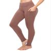 ALWAYS Women's High Waist Yoga Pants - Premium Soft Tummy Control Workout Stretch Solid Pants with Pockets Tan L view 1