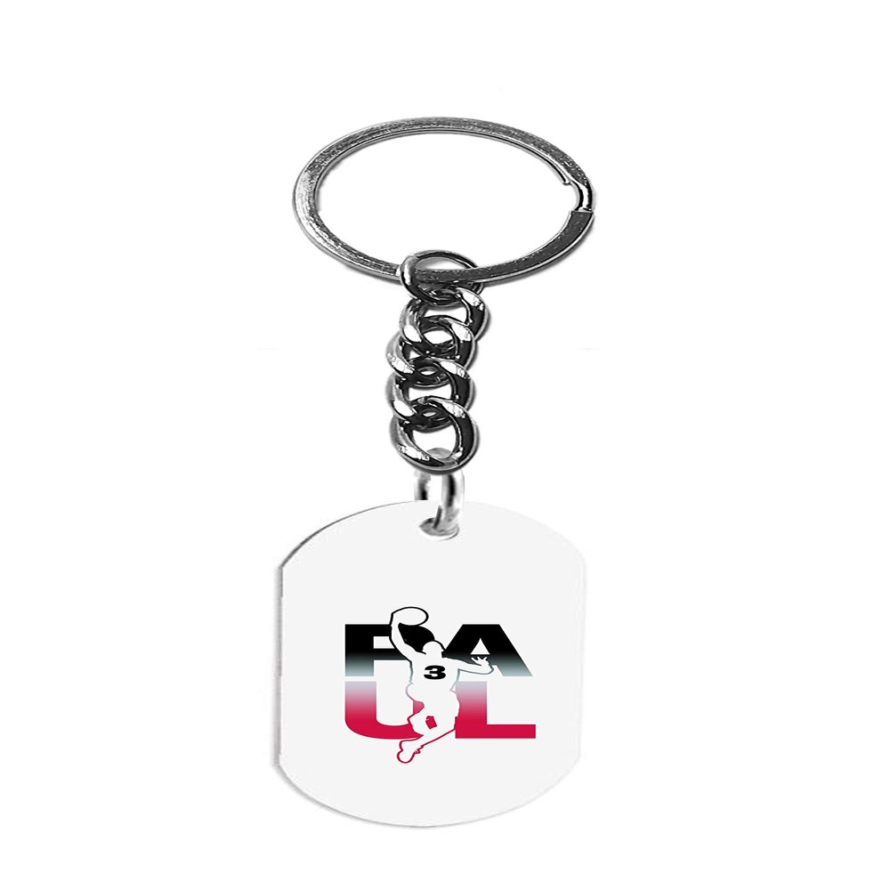 Hat Shark Basketball Sports Athletic Player - 3D Color Printed Metal Ring Key Chain Keychain (Paul #3)