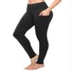 ALWAYS Women's High Waist Yoga Pants - Premium Soft Tummy Control Workout Stretch Solid Pants with Pockets Black 2XL view 1
