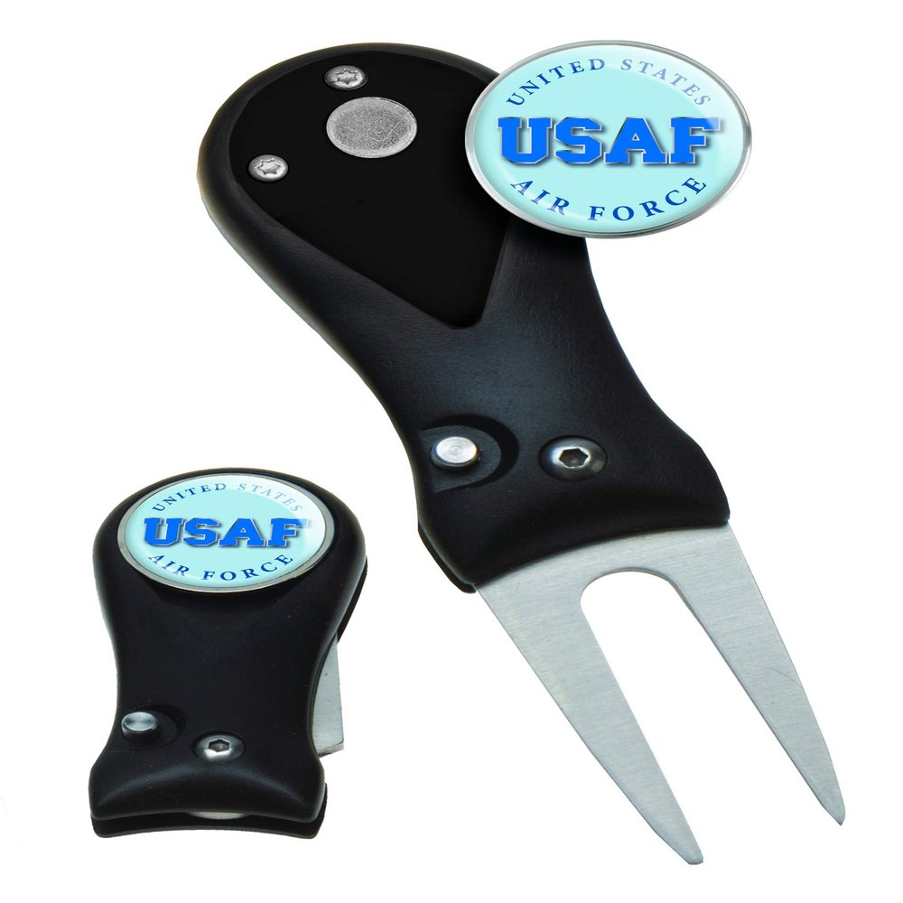 Clip Wipes Air Force Divot Tool Switchblade Style with Ball Marker (Black-USAF)