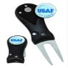 Clip Wipes Air Force Divot Tool Switchblade Style with Ball Marker (Black-USAF) view 1