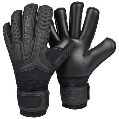 Renegade GK GK Vulcan Onyx Goalie Gloves with Fingersaves | 3.5+3mm Hyper Grip & 4mm Duratek | Black Goal Keeper Gloves (Size 10, Adult, Mens, Roll Cut, Level 3)