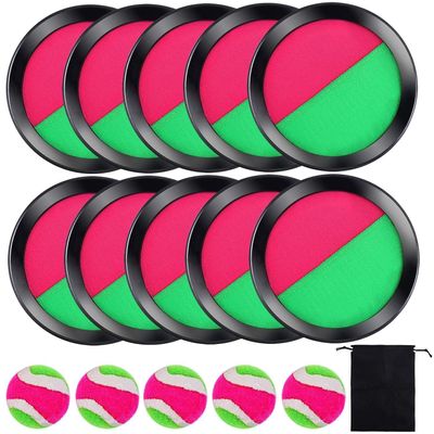 Cooraby Toss and Catch Paddle Game 5 Set Paddle Toss and Catch Ball Sport Games Suitable for Sports, Beach and Party Favor with Storage Bag, 10 Paddles and 5 Balls