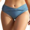 SHEKINI Women's Cheeky Swimsuit Twist Front Bikini Bottoms Ruched Swim Bottoms (Light Blue, X-Large) view 1