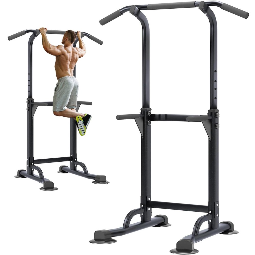 soges Power Tower Pull Up & Dip Station Multi-Function Home Strength Training Fitness Workout Station Height Adjustable, PSBB005-N