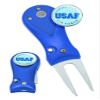 Clip Wipes Air Force Divot Tool Switchblade Style with Ball Marker (Blue-USAF) view 1