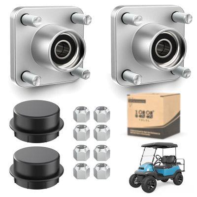 10L0L Golf Cart Front Wheel Hub Assembly for Club Car DS & Precedent 2003 up/Tempo 2018 up, OEM# 102357701 with Hub Bearing/Oil Seal/Dust Covers (2 Packs)