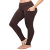 ALWAYS Women's High Waist Yoga Pants - Premium Soft Tummy Control Workout Stretch Solid Pants with Pockets Brown S view 1
