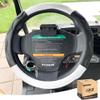 10L0L Golf Cart 14" Steering Leather Wheel Cover for Club Car DS Precedent for Yamaha Models, Breathable Rubber Leather Materials,Good Texture Nice Look (Black White Color) view 1