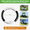10L0L Golf Cart 14" Steering Leather Wheel Cover for Club Car DS Precedent for Yamaha Models, Breathable Rubber Leather Materials,Good Texture Nice Look (Black White Color) view 3