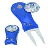 Clip Wipes Air Force Divot Tool Switchblade Style with Ball Marker (Blue-Aim High) view 1