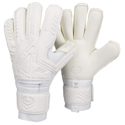 Renegade GK Fury Avalanche Goalie Gloves with Pro-Tek Finger Spines | 4mm Giga Grip & 4mm Duratek | White Soccer Goalkeeper Gloves (Size 7, Youth, Roll Cut, Level 4)