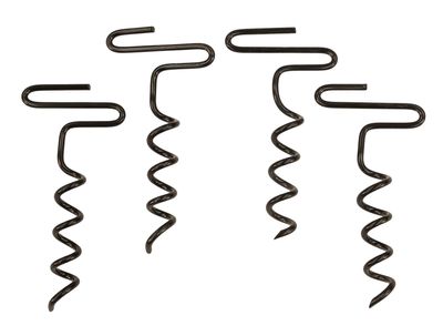 RHINO OUTDOORS Auger Stakes, Heavy Duty Tent Stakes for Blinds and Tarps, 4-Pack,Silver