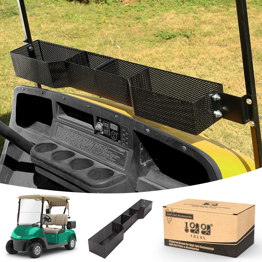 10L0L Golf Cart Front Inner Storage Basket Compatible with EZGO TXT & RXV Models, Large Compartments Dashboard Front Storage Tray Organizer