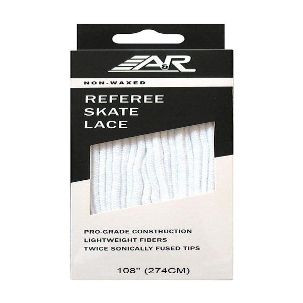 A&R Sports Dozen Pack (12 Pairs) Hockey Referee Non-Waxed Skate Laces, White, 84"-120" (108")