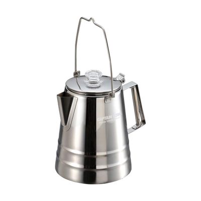 Captain Stag UW-3531 Coffee Pot, Percolator, 12 Cups, Suitable Capacity 0.6 gal (1.8 L), 18-8 Stainless Steel, Silver