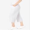 Woman Within Plus Size Petite Sport-Knit Pull-On Capri Pants - 5X, White view 4