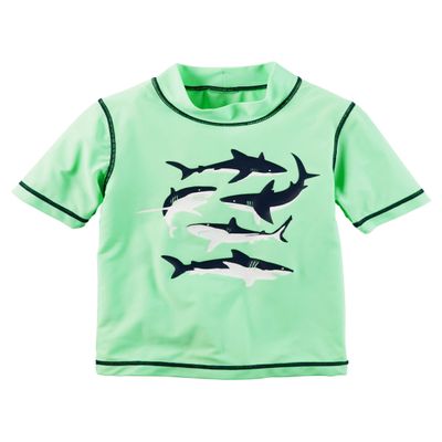 Carter's Boys' Shark Rashguard, Bright Green, 6-9 Months