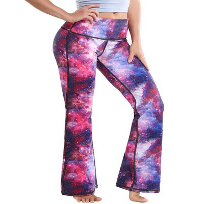 BUBBLELIME 29"/31"/33"/35"/37" 3 Styles Women's High Waist Bootcut Yoga Pants Basic/Side Pockets Tummy Control Workout Flared - Galaxy Medium-37 Inseam