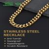 FindChic Thick Gold Chain Men Curb Chain Necklace 18K Gold Plated Chain Cuban Link 9MM 20'' Hip Hop Jewelry 90s Party view 4