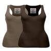 Zenana Women's Plain Solid Color Ribbed Racerback Tank Top Shirt Plus Sizes (XXX-Large, 2 Pack:Mocha | Brown) view 1