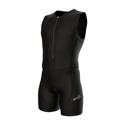 Sparx Men`s Triathlon Suit Trisuit Race Skinsuit Cycling Speed Suit Italian Fabric Swimskin (Large) Black