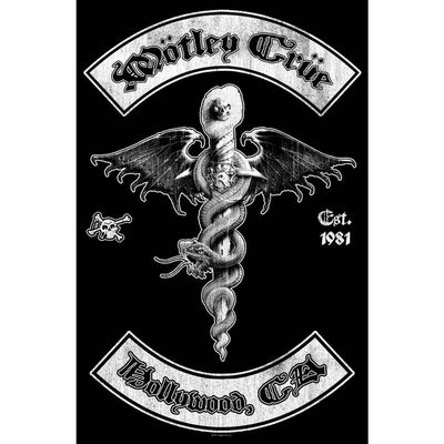 Motley Crue Poster Hollywood Ca Logo Official Black Textile Flag 70Cm X 106Cm Size One size