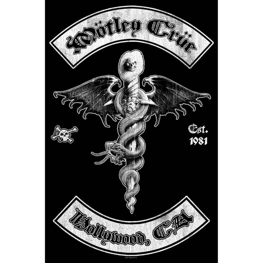 Motley Crue Poster Hollywood Ca Logo Official Black Textile Flag 70Cm X 106Cm Size One size