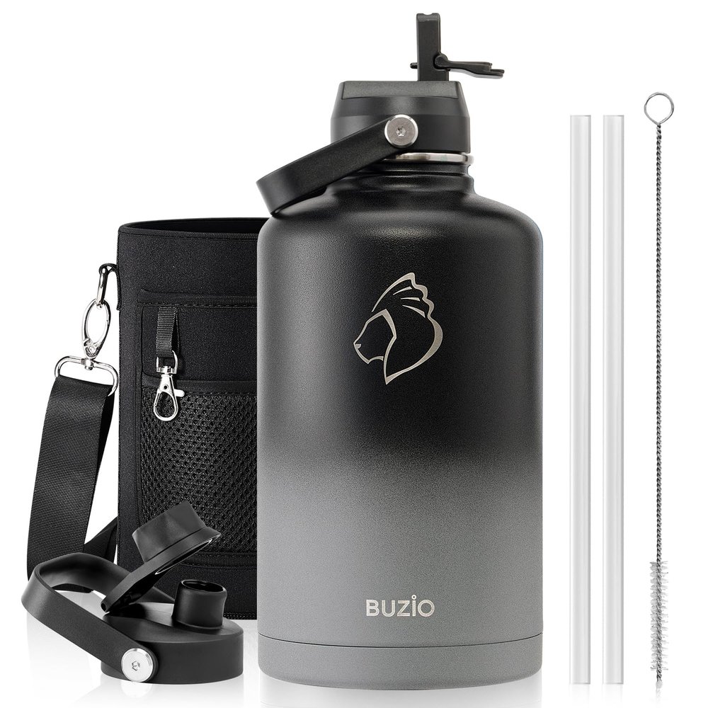Insulated Water Bottle with Straw Lid, Modern Double Vacuum Stainless Steel Water Flask, Simple Half Gallon Water Jug, Metal Thermo Canteen Mug,87oz Sports Bottle