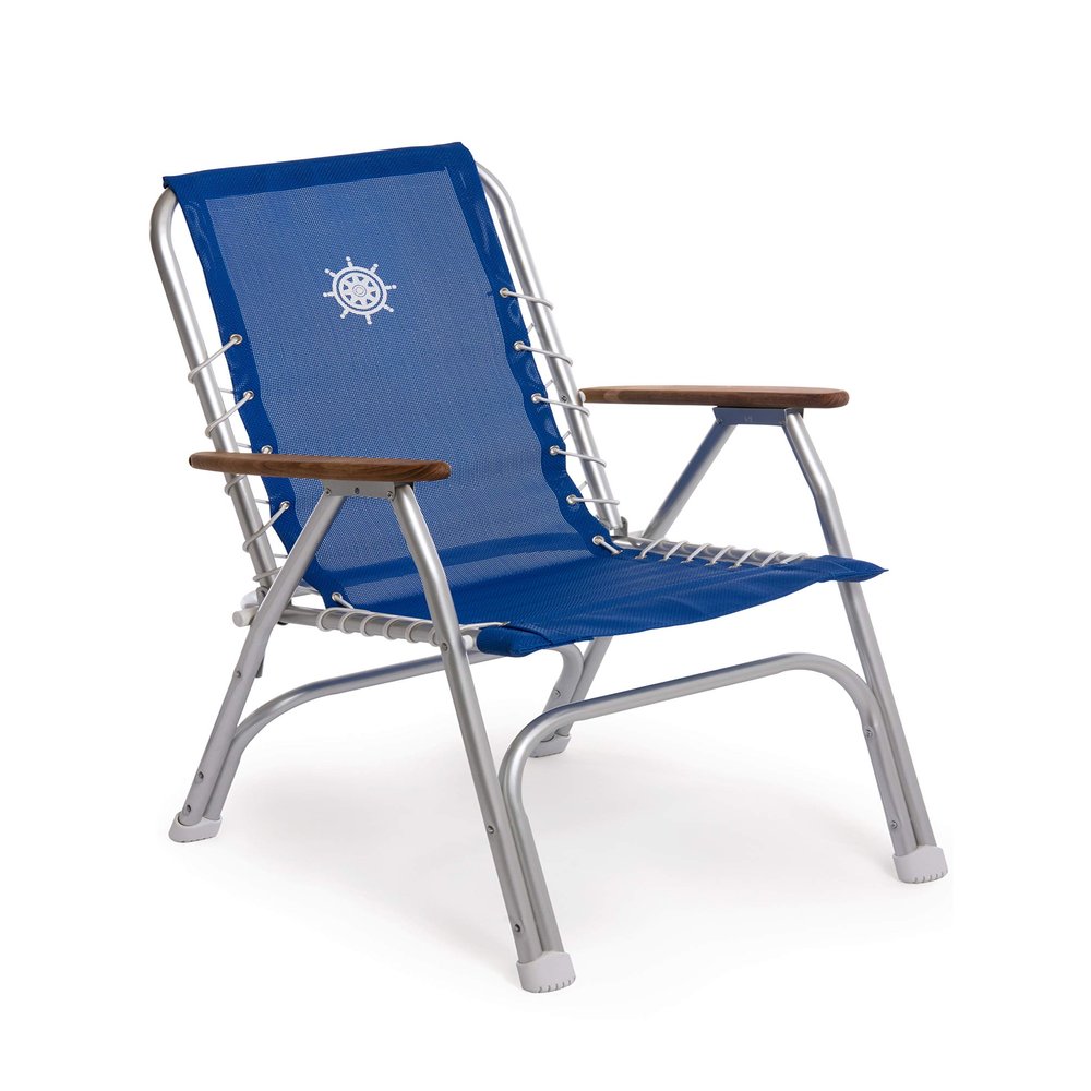 FORMA MARINE High Back Deck Chair, Boat Chair, Folding, Anodized, Aluminium, Blue Vinyl MESH, Model M150VB